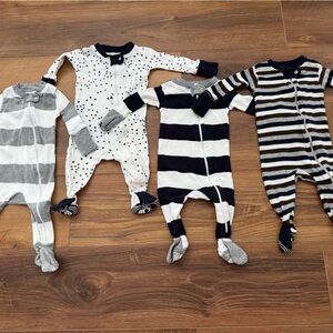 Burt's Bees Blue, Gray White Striped Sleepers